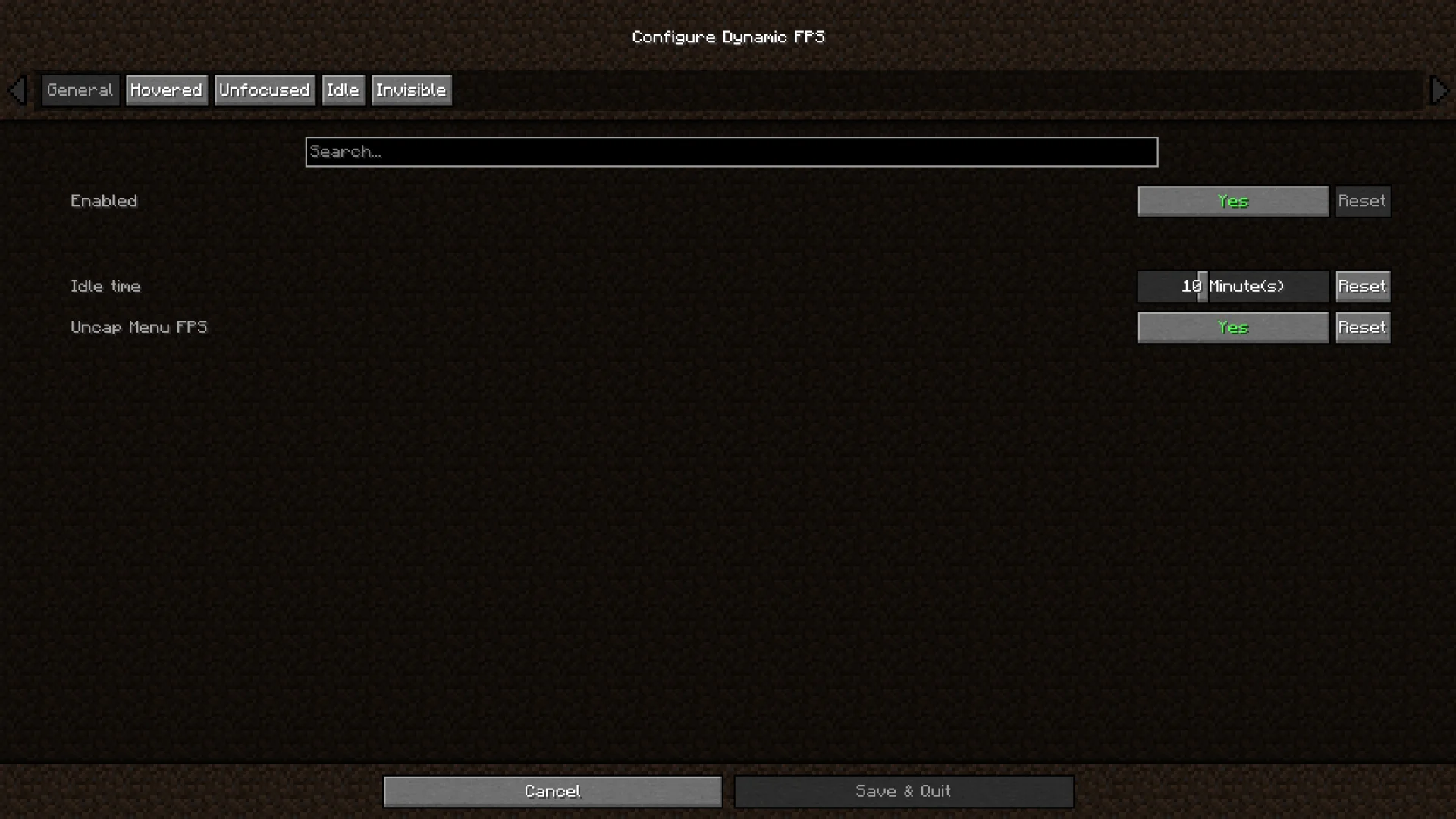 Main Config Screen